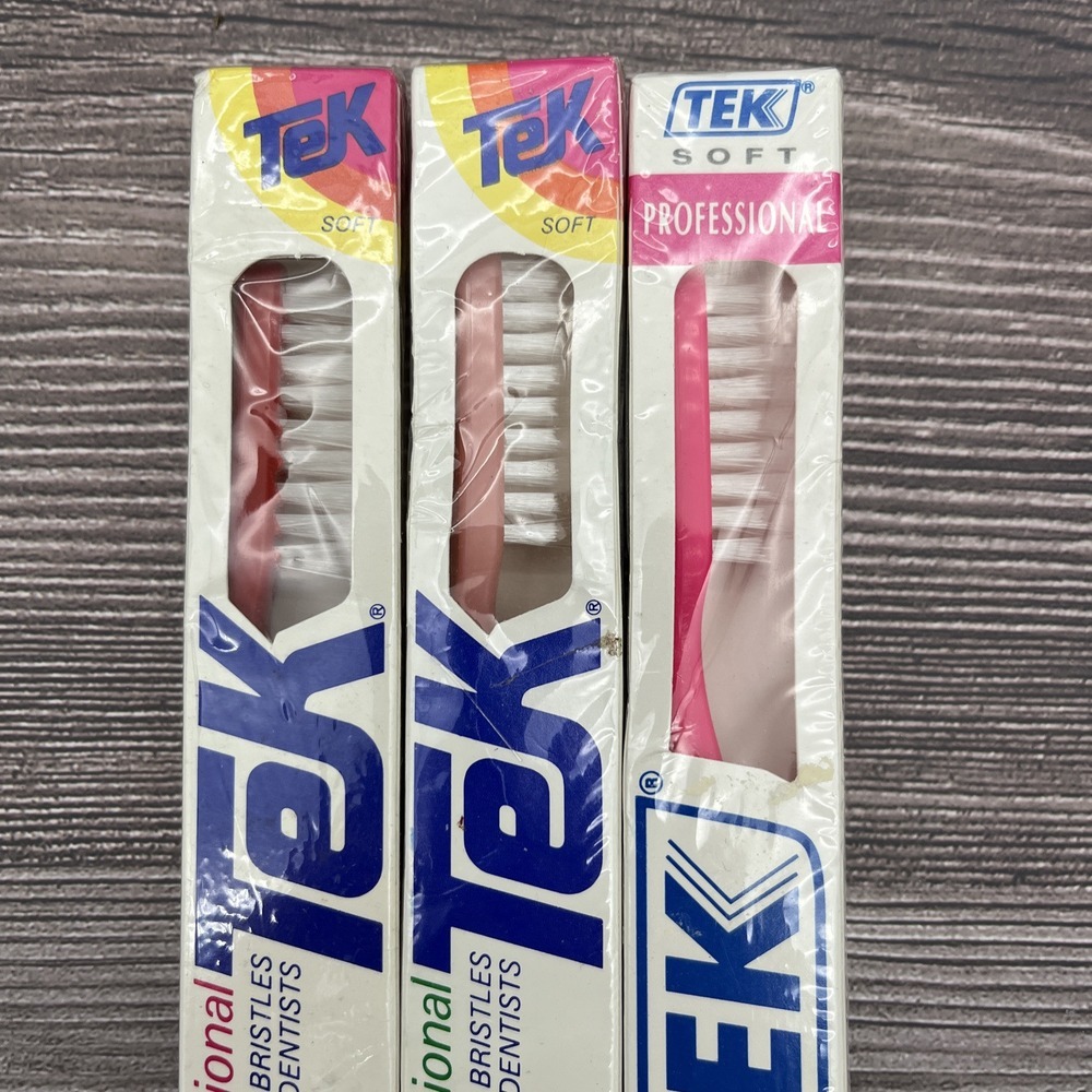 Tek Professional Toothbrush Full Head SOFT Straight Sealed Vtg 1991 Pack of 3